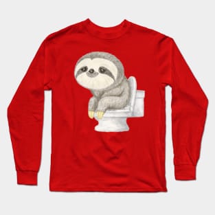 Sloth sitting on the toilet Long Sleeve T-Shirt